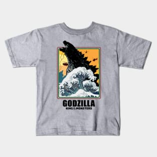 giant monsters big wave Kids T-Shirt